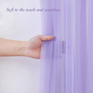 10x10ft Purple Tulle Backdrop Curtain with Lights String for Parites, Sheer Back